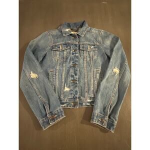 Abercrombie & Fitch Jacket Women’s Medium Blue Denim Button Distressed Trucker